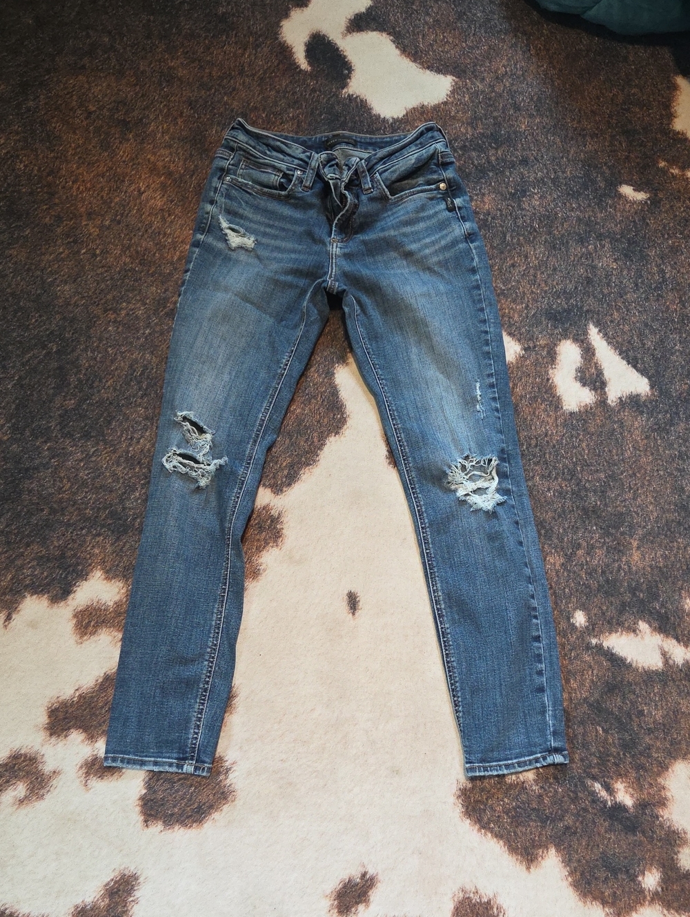 Silver Jeans Distressed Dark Blue Skinny Jeans